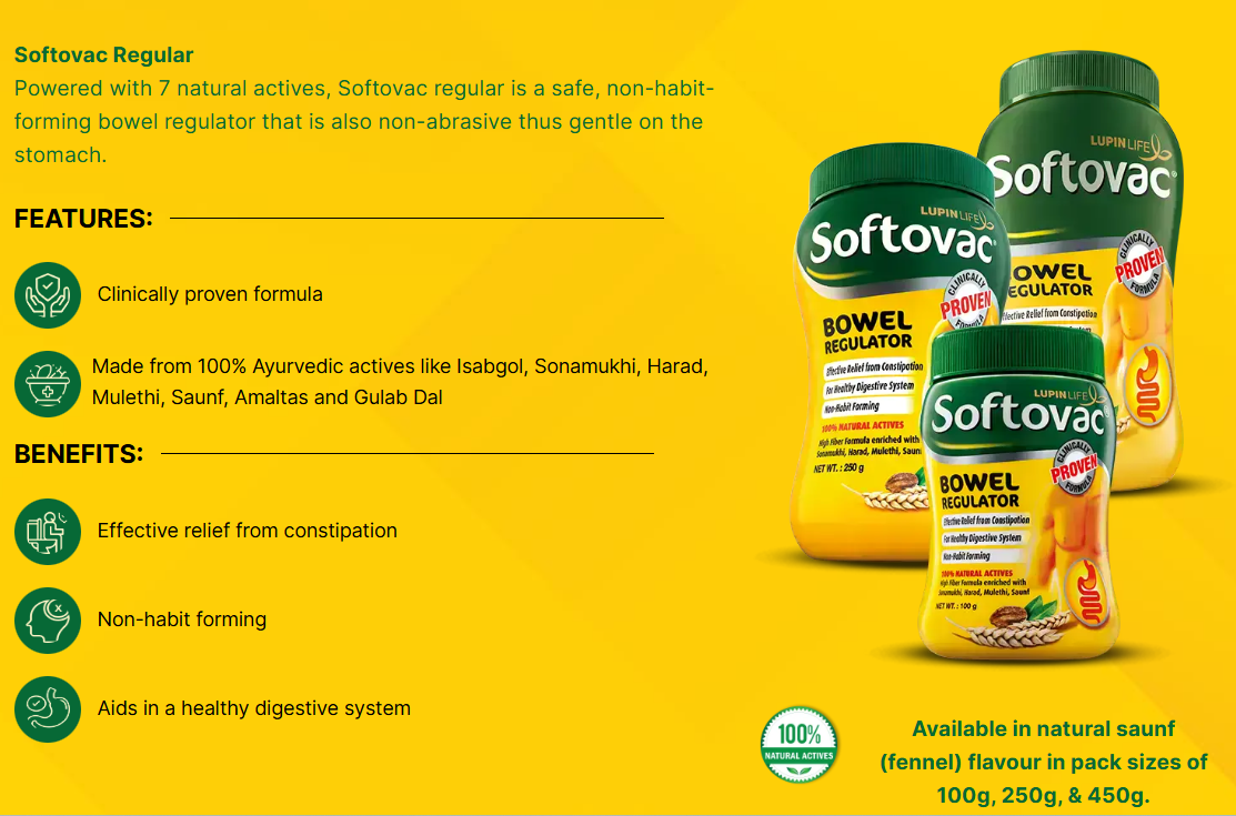 Softovac- Bowel regulator (natural laxative) 100 gm
