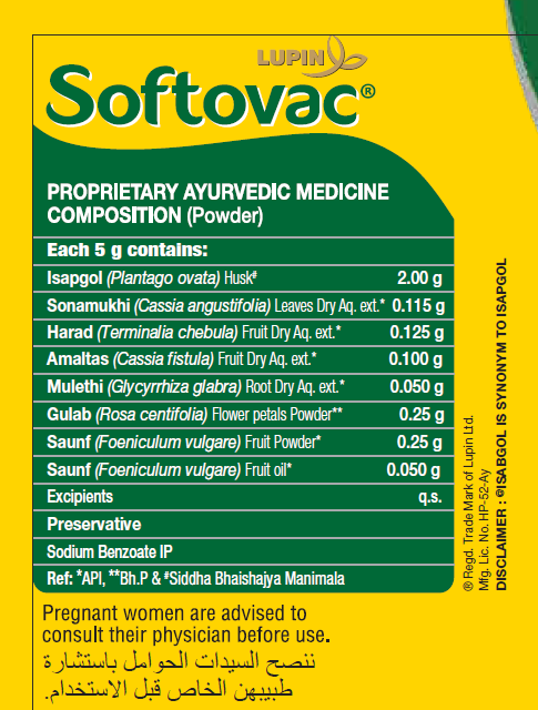 Softovac- Bowel regulator (natural laxative) 100 gm