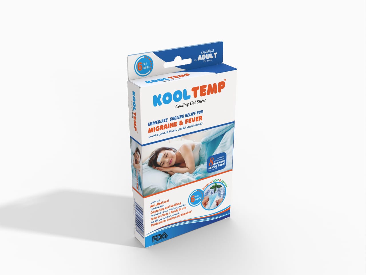 Kool Temp - Cooling sheets for Fever and Migraine. (6's pack for Adults)
