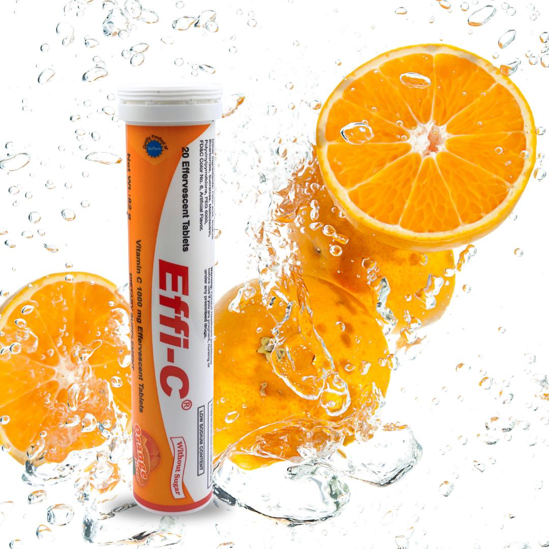 Effi-C Effervescent Vitamin C 1000 mg Tablets – Orange Flavor