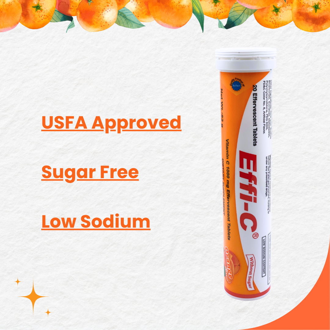 Effi-C Effervescent Vitamin C 1000 mg Tablets – Orange Flavor